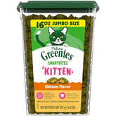 Greenies envase frontal gatitos pollo mostrando diseño y beneficio nutricional