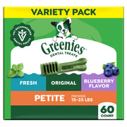 Greenies paquete frontal Petite 60 unidades mostrando el diseño y beneficio dental