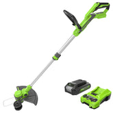 Greenworks front view showing trimmer and clear functionality benefit