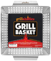 Grillaholics front view XL basket showing large capacity and stable base
