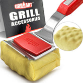 GRILLART vista frontal del cepillo SteamWizards mostrando embalaje y accesorios