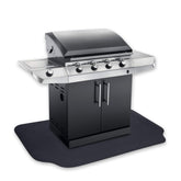 GRILLTEX front view of black protective mat showing full coverage benefit