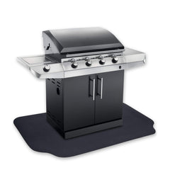 GRILLTEX front view of black protective mat showing full coverage benefit