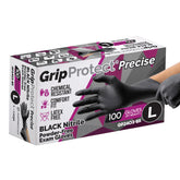 GripProtect vista frontal del paquete mostrando cantidad y color negro, ahorro por caja