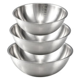 Gronivex front view of three-piece stainless bowl set showcasing compact storage benefit