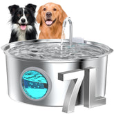 GROOKPET front view showing 7L fountain and sleek stainless finish for hygienic drinking