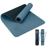 Gruper front view grey-blue mat showing full-length grip and stable surface