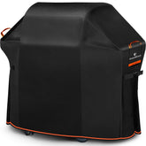 GuardKove front view of 58-inch cover protecting grill outdoors, shows full protection benefit