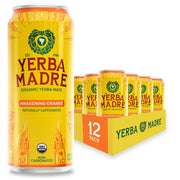 Guayaki can front view showing Awakening Orange branding and can design, inspires refreshment