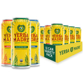Guayaki Yerba Madre front pack showing three flavor cans and benefits