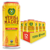 Guayaki front can of Yerba Madre Revel Berry showing branding and vibrant colors for convenience