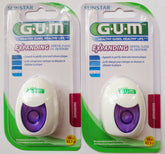 GUM hilo dental expandible frontal del envase mostrando formato pack y longitud