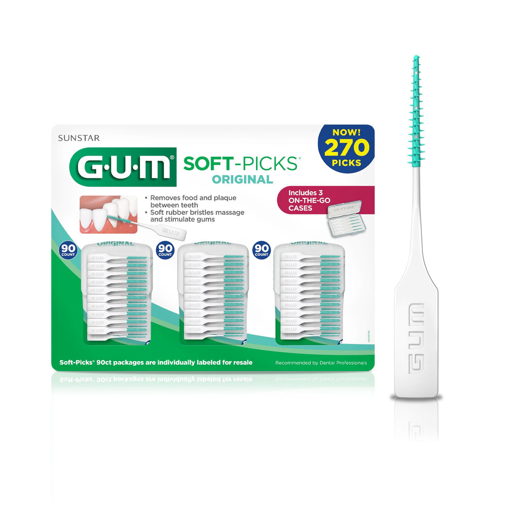 GUM presentación frontal del paquete mostrando 270 unidades y portabilidad