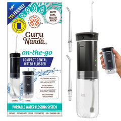 GuruNanda vista frontal del irrigador portátil, limpieza eficaz en viaje