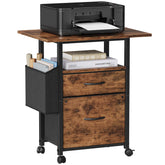 GYIIYUO front view showing wide tabletop and two drawers, ideal for printer stability