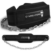 Gymreapers dip belt front view showing sturdy build and comfortable fit