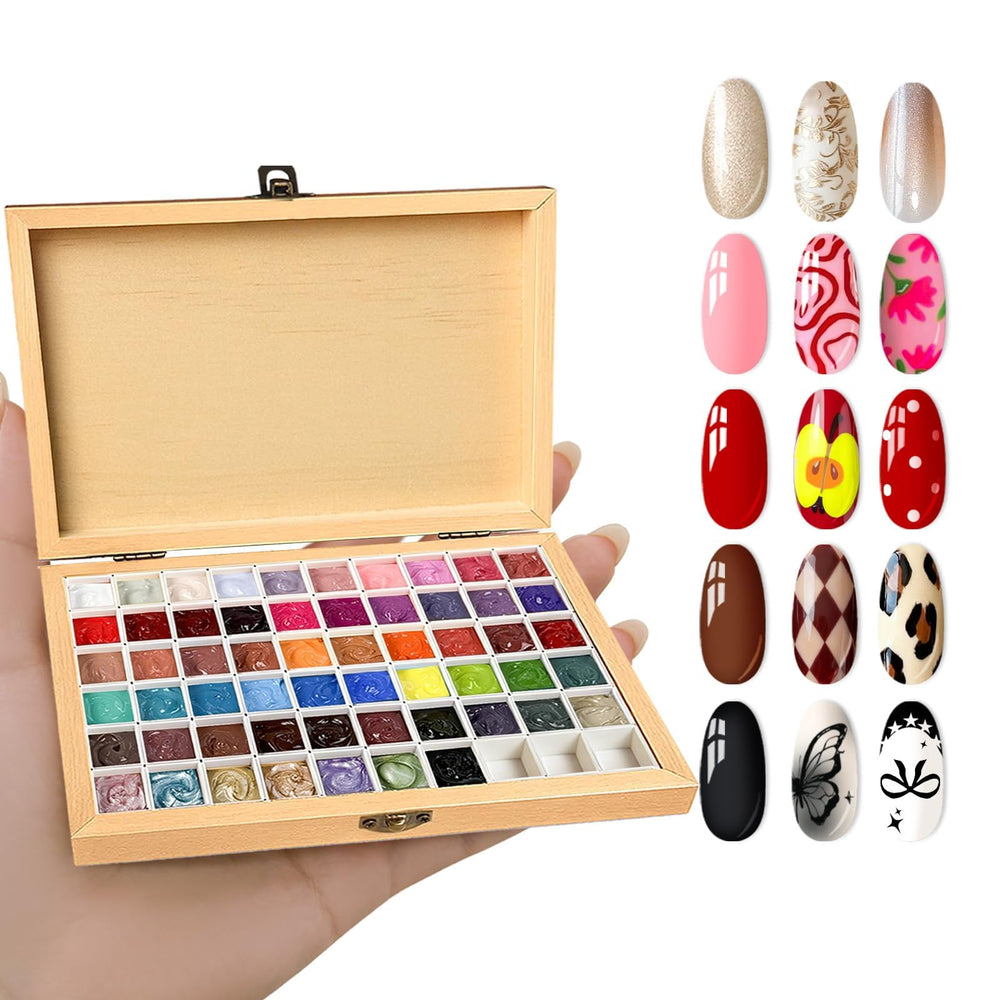GZIXBDA paleta frontal con 57 colores visible, organizado para elegir tonos rápido