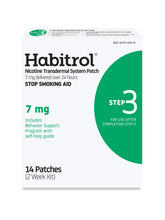 Habitrol front packaging Step 3 showing 14 patches and behavior guide for quitting