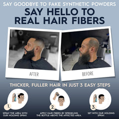 Hair Illusion aplicación con mano depositando fibras para cubrir zona fina