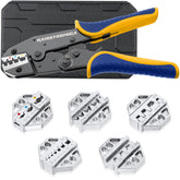 haisstronica front view of crimper tool showing ergonomic grip and ratchet benefit