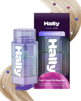 Hally Hair front packaging showing kit contents and easy use benefit