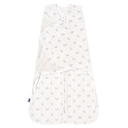 HALO front packaging showing floral vintage stripe and secure swaddle benefit