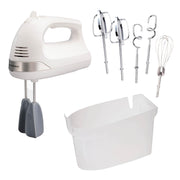Hamilton Beach hand mixer front view showing controls and ergonomic grip for easy handling