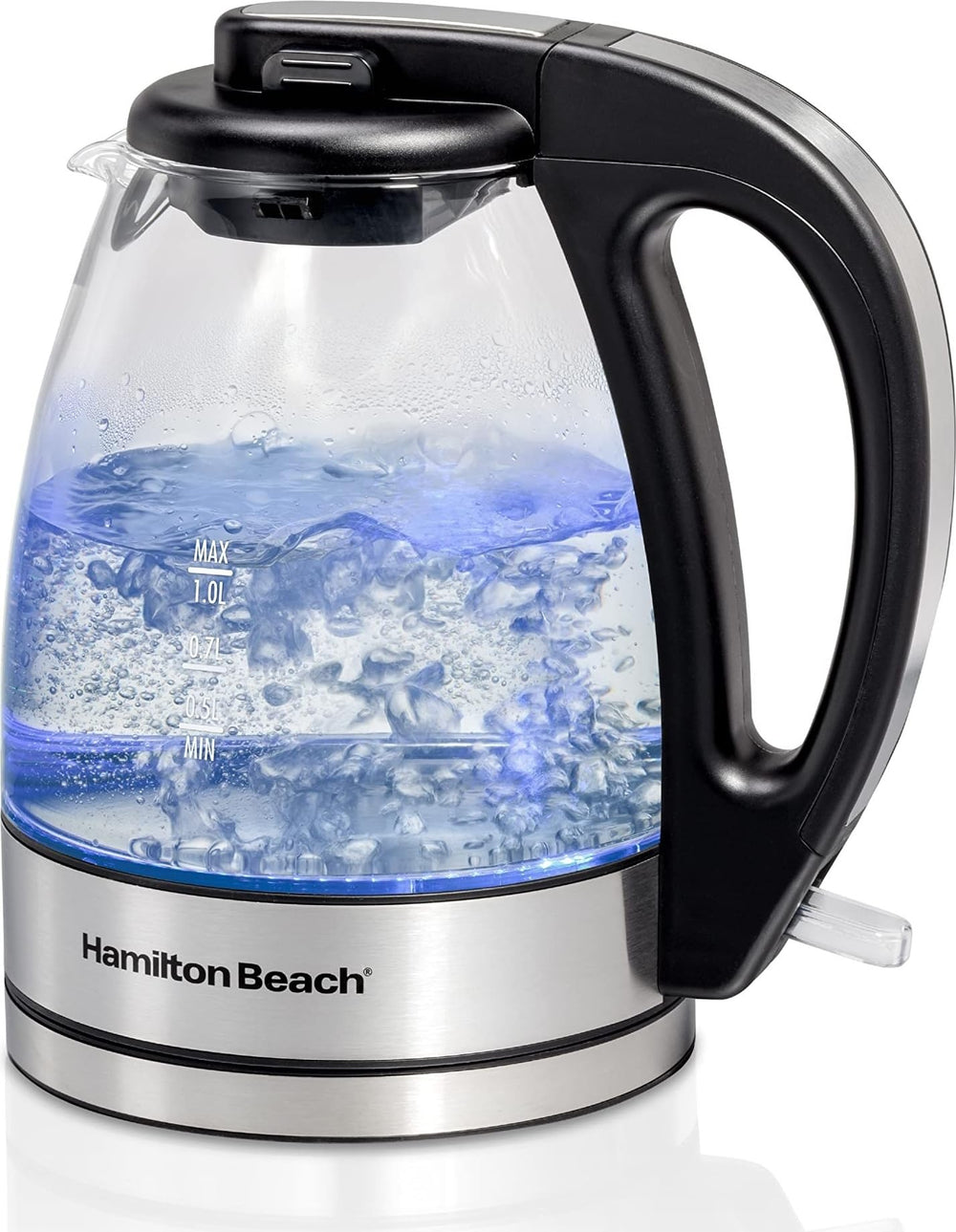 Hamilton Beach hervidor frontal sobre encimera, diseño compacto y elegante