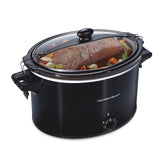 Hamilton Beach front view of extra-large 10 quart slow cooker showing capacity and design benefit