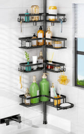 HAMITOR front view of fully assembled corner caddy showing neat storage benefit