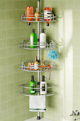 HAMITOR front view of four-tier corner caddy shows organized storage benefit