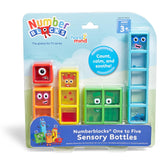hand2mind botella frontal mostrando personajes Numberblocks y números para aprendizaje táctil