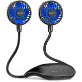HandFan front view showing wearable design and controls, comfortable cooling