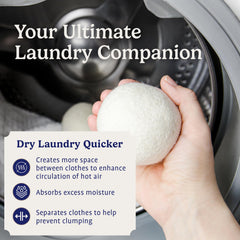 Handy Laundry bolas en mano para mostrar tamaño y facilidad uso