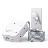 HANYCONY vista frontal de regleta mostrando 8 tomas y puertos USB, organiza dispositivos