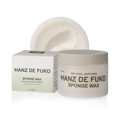 Hanz de Fuko envase frontal del Sponge Wax mostrando diseño y tamaño compacto