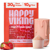 Happy Viking envase frontal mostrando el sabor fresa y beneficios