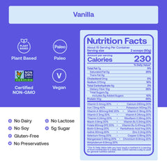 Happy Viking scoop on spoon showing single serving protein amount