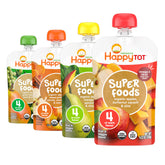 HAPPYTOT front packaging showing SuperFoods Stage 4 variety pack and convenience