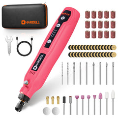 HARDELL vista frontal del kit rosa mostrando caja y accesorios, ideal para proyectos finos
