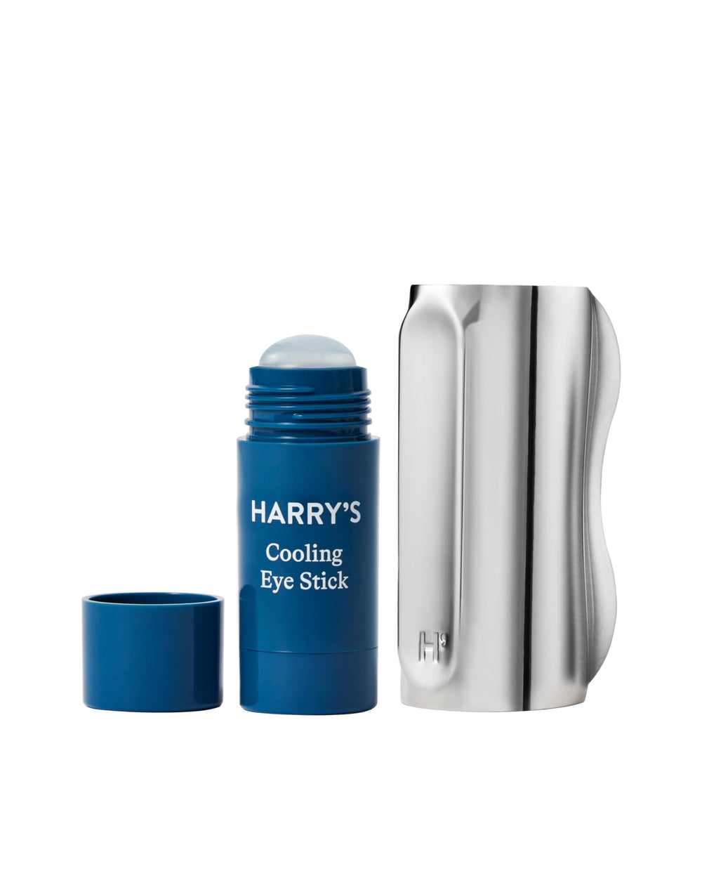 Harry's barra ocular frontal mostrando aplicador y beneficio refrescante