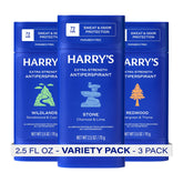 Harry's paquete frontal mostrando las tres barras y beneficio protección prolongada