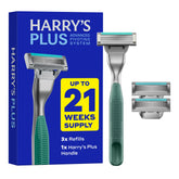 Harry's mango metálico frontal muestra diseño premium y manejo cómodo