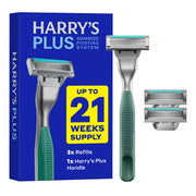 Harry's mango metálico frontal muestra diseño premium y manejo cómodo