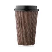 Harvest Pack cup front packaging showing modern geometric design and lids for attractive service