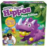 Hasbro dino frontal del juego mostrando cuatro dinosaurios coloridos y divertido diseño