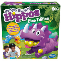 Hasbro dino frontal del juego mostrando cuatro dinosaurios coloridos y divertido diseño