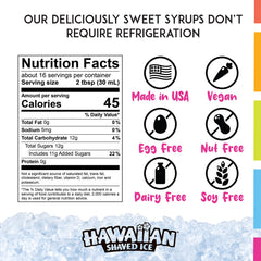 Hawaiian Shaved Ice jarabe vertido sobre hielo para sabor intenso y cobertura uniforme