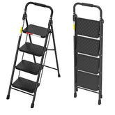 HBTower front view showing sturdy four-step ladder and stable stance benefit