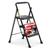 HBTower front view of step ladder showing sturdy steel frame and safe reach